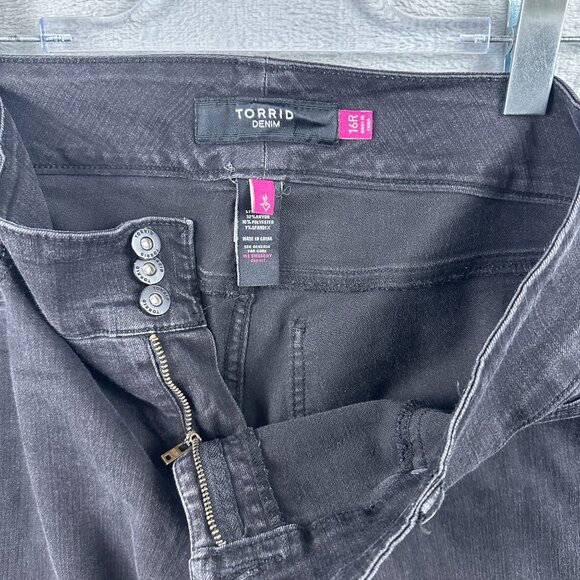 Torrid Skinny Jeans Womens Size 16R Mid Rise Ankle Slim Button Fly Black - Picture 5 of 12